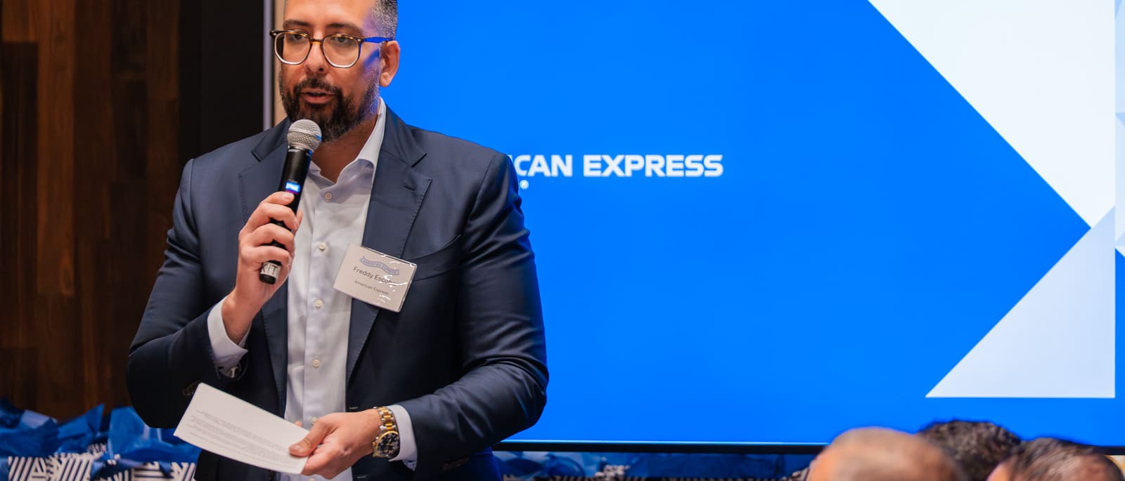 American Express event presentation captured by Lunna Agency for repurposable video content